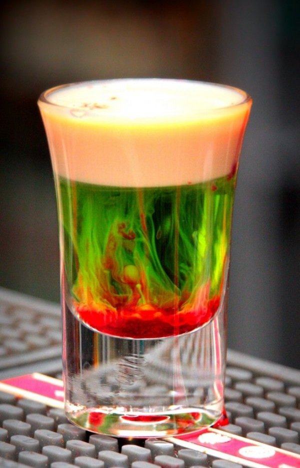 MELON LIQUEUR, BAILEYS and GRENADINE