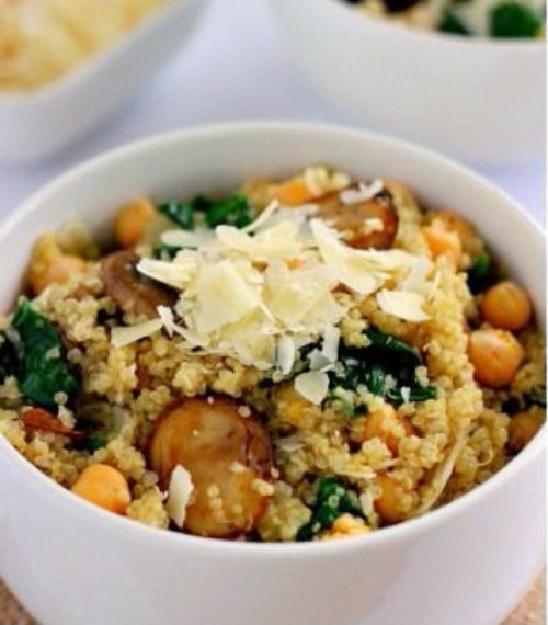 Spinach and Mushroom Quinoa Bowls