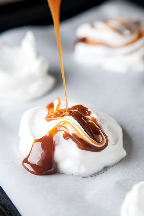 Salted Caramel Pavlovas