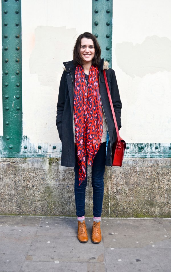 Red Animal Print Scarf