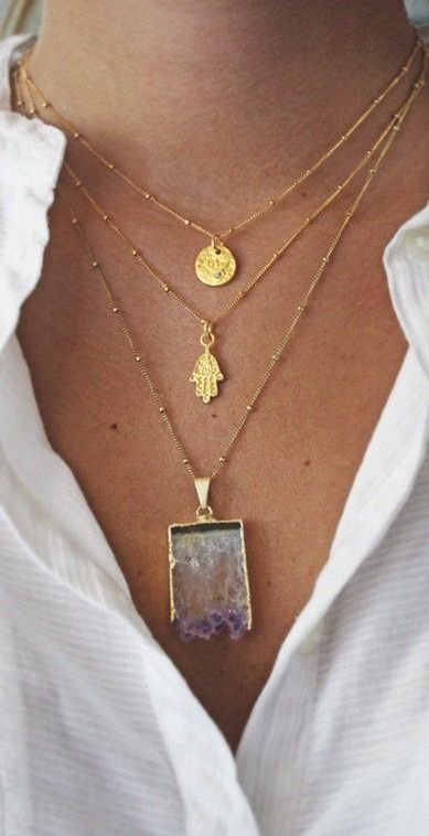 Raw Amethyst Slice Necklace Set