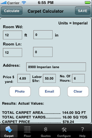 Carpet and Floor Calculator