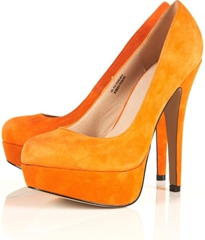 Sakura Orange Suede Platform Shoes