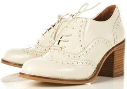 Topshop Jeeves White Block Heel Brogues