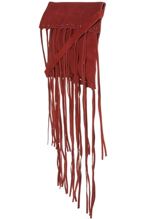 Topshop Red Suede Fringed Eyelet Bag