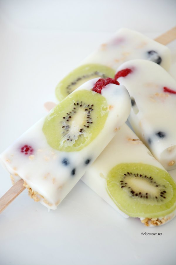 Yogurt, Fruit and Granola Popsicles