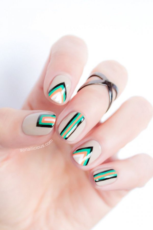 Edgy Geometric Nail Art