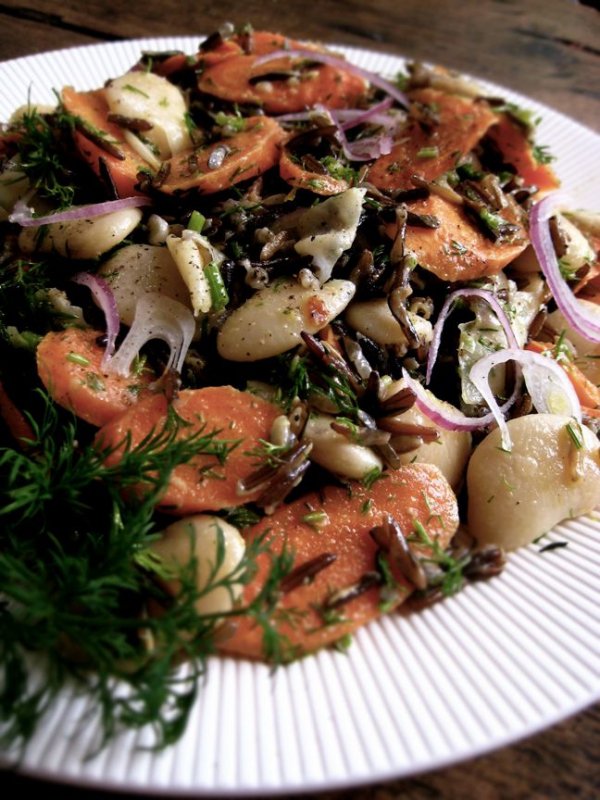 Warm Wild Rice, Butter Bean, and Garlic Roasted Carrot Salad