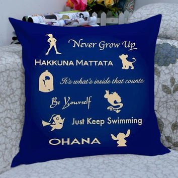 Disney Peter Pan,lion King,beauty and the Beast,finding Nemo,lilo and Stich Quote Pillow Case,