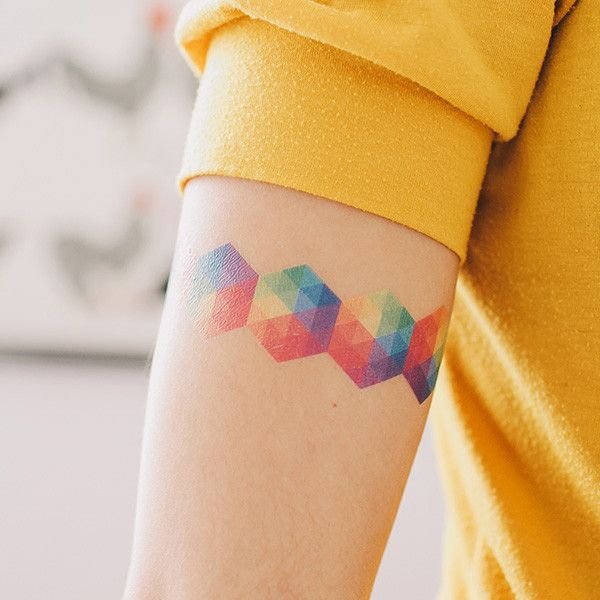 Temporary Tattoo - Rainbow Colour Collection (No.20) - Rainbow Color Round  Shape Triangle Shape Square Shape, Women's Fashion, Jewelry & Organisers,  Body Jewelry on Carousell