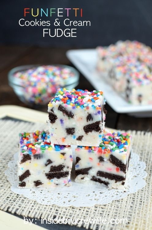 Funfetti Cookies and Cream Fudge