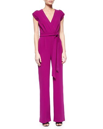 Tie-waist Crepe Jumpsuit