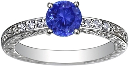 Brilliant Earth Sapphire Delicate Antique Scroll Ring