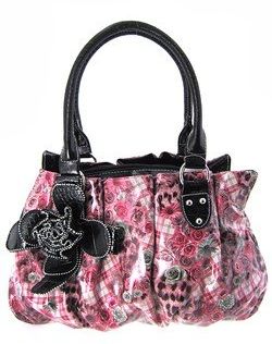 Cute 3D Flower Floral Animal Plaid Print Purse Hot Pink Black