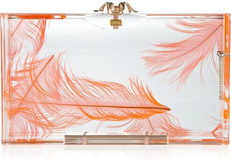 Charlotte Olympia Pandora Feather Perspex Clutch