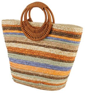 Striped Straw Tote