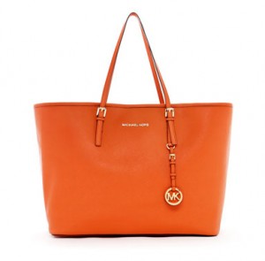 MICHAEL Michael Kors Jet Set Travel Logo Medium Travel Tote in Tangerine