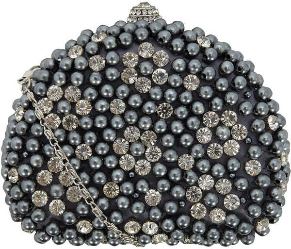 Dorothy Perkins Grey Pearl and Diamond Clutch