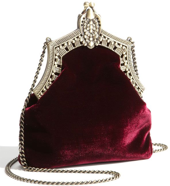 red velvet evening bag