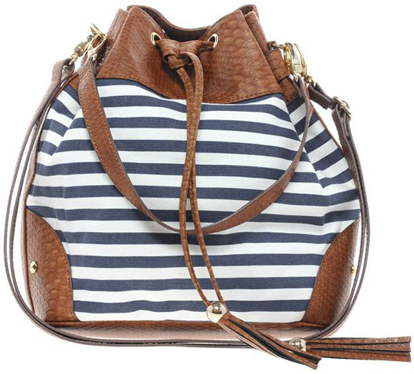 striped bucket bag