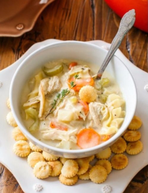 Lightened up Creamy Chicken Noodle Soup