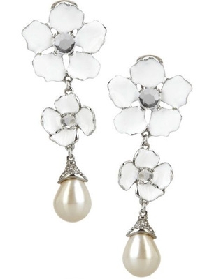 Oscar De La Rental Enamel Flower Earrings