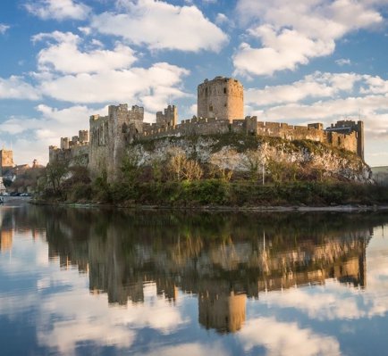 reflection, sky, waterway, castle, water,