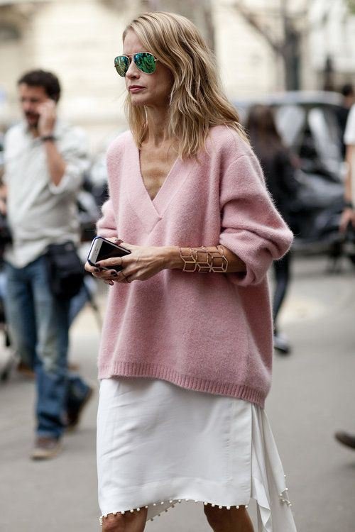 Oversized Sweater with a White Skirt