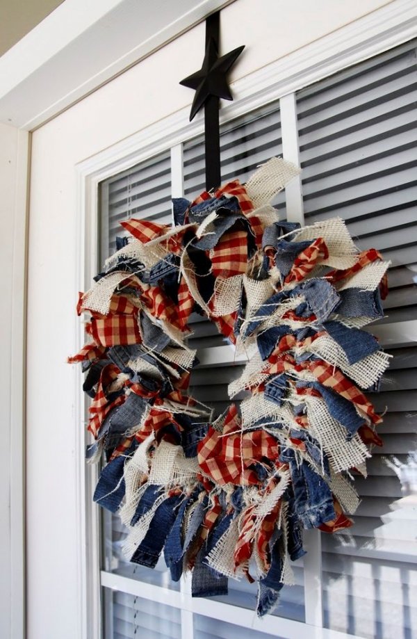 Rag Wreath with Burlap