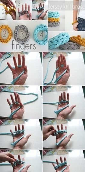 DIY Finger Knitting Bracelets