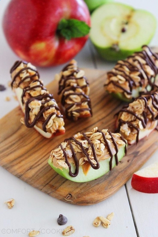 Chocolate Peanut Butter Granola Apple Bites