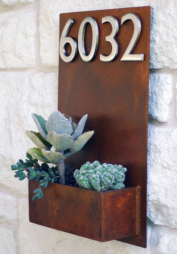 Succulent Hanging Planter and Address Plaque