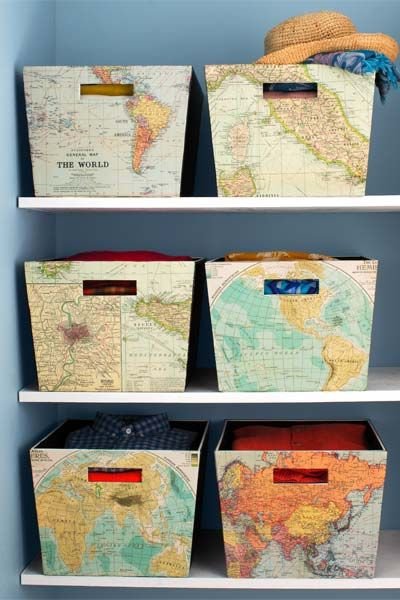 Cover Storage Bins with Maps