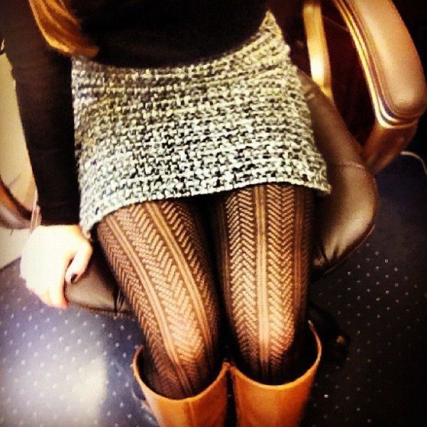 Patterned Tights and Textured Skirts