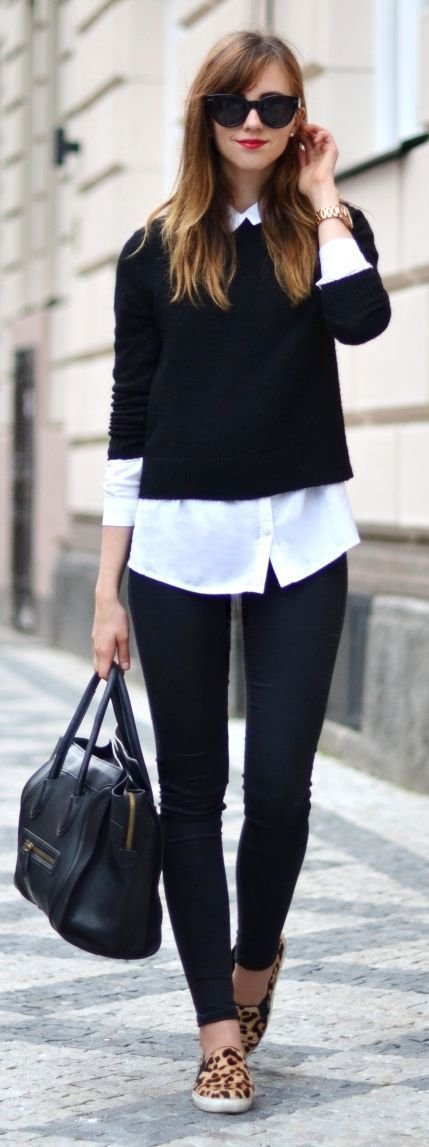 Simple Outfit with Leopard Sneakers