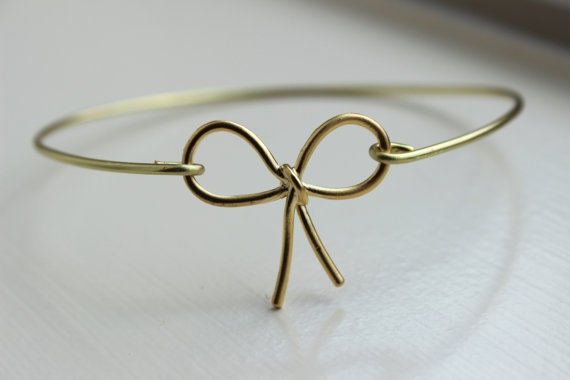 Gold Bow Bangle Bracelet