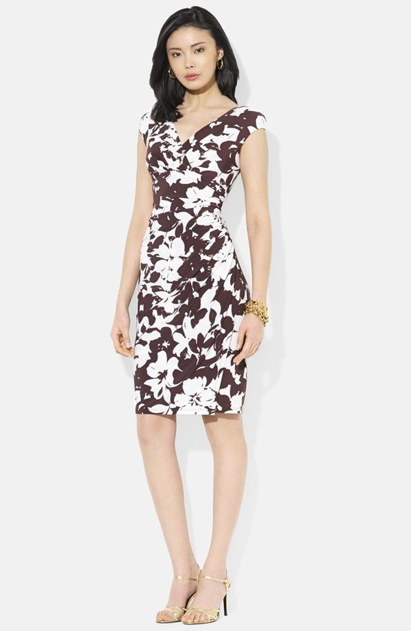 Floral Print Matte Jersey Dress - by Ralph Lauren