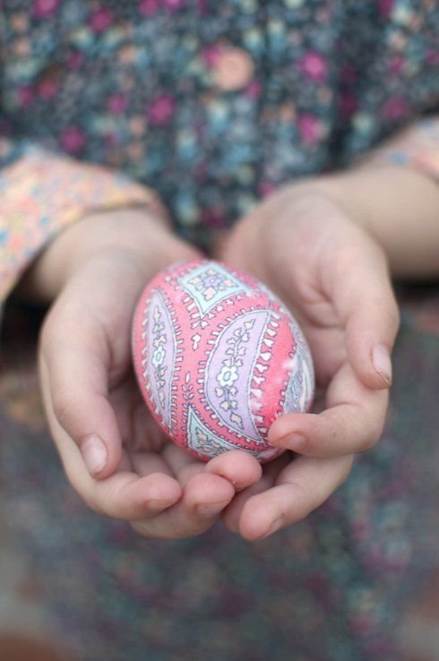 Easter Eggs Dyed with Silk Ties