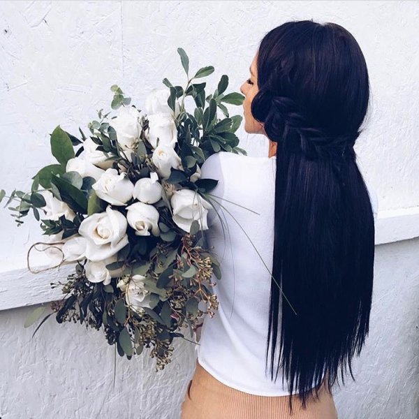 hair, flower, flower arranging, cut flowers, flower bouquet,