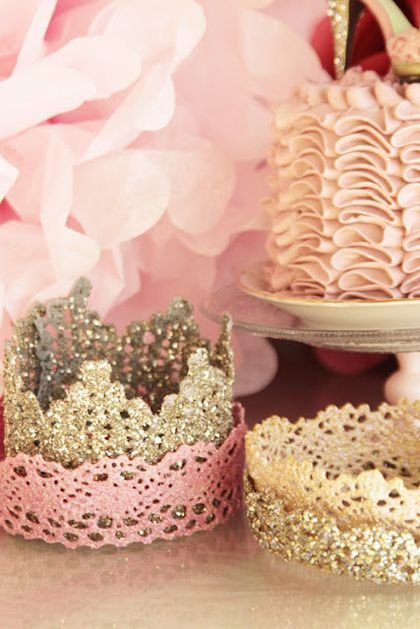 Make Your Own Lace Glitter Crowns