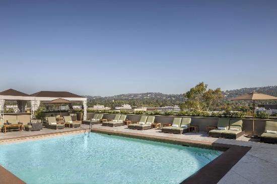 Floating like Penelope Cruz at the L'Ermitage Pool, Los Angeles