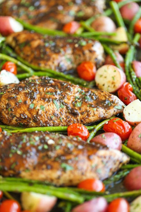 Honey Balsamic Chicken Breasts and Veggies