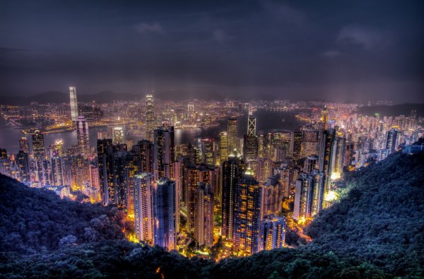 Victoria Harbour, metropolitan area, night, skyline, cityscape,