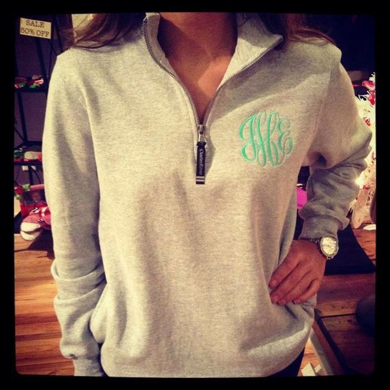 Monogrammed Quarter Zip Pullover Sweatshirt