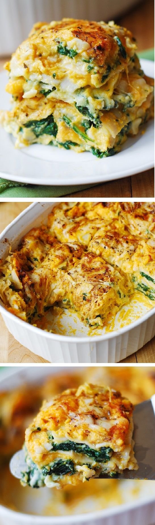 Butternut Squash and Spinach Three Cheese Lasagna