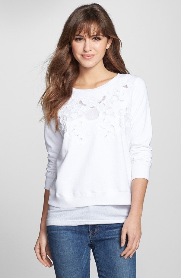 Embroidered Mesh Detail Sweatshirt