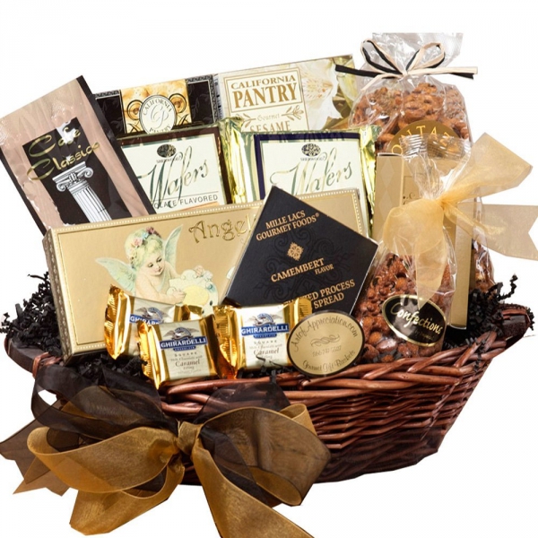 gift basket, basket, food, hamper, gift,