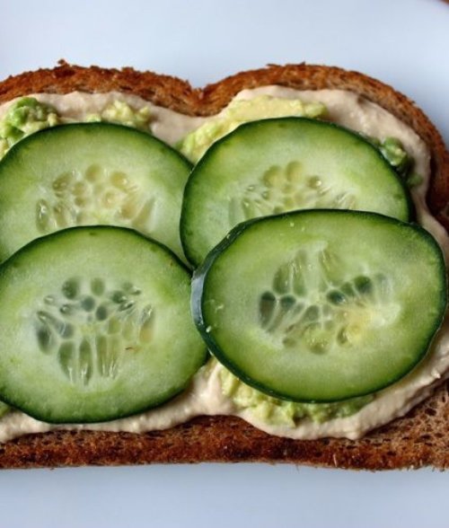 Avocado Toast with Cucumber & Hummus