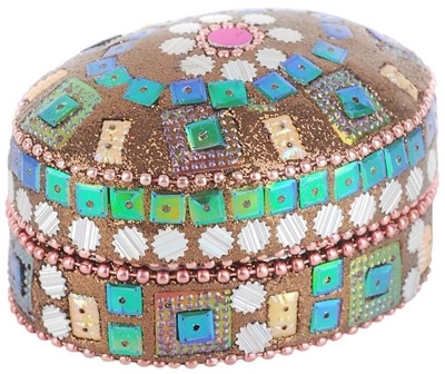 Glittered Oval Jewelry Box