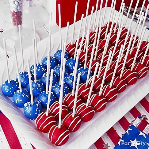 Red, White and Blue Desserts Cake Pops